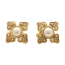 Load image into Gallery viewer, CHANEL Faux Pearl Cufflinks Gold Metal