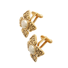 Load image into Gallery viewer, CHANEL Faux Pearl Cufflinks Gold Metal