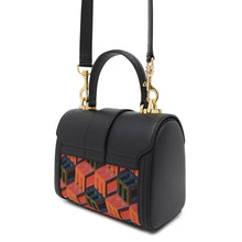 Load image into Gallery viewer, MCM ★Cubic logo 2WAYBag Black/OrangeMWECSCK01MT001 Canvas Leather Size Small