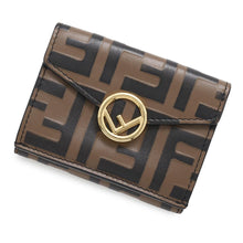 将图像加载到图库查看器中,FENDI ZUCCA F IS FENDI 3-Fold Compact Wallet Brown/Black8M0395 Leather