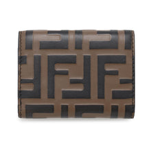 将图像加载到图库查看器中,FENDI ZUCCA F IS FENDI 3-Fold Compact Wallet Brown/Black8M0395 Leather