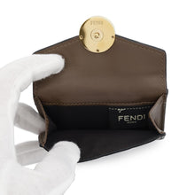 将图像加载到图库查看器中,FENDI ZUCCA F IS FENDI 3-Fold Compact Wallet Brown/Black8M0395 Leather