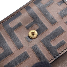 将图像加载到图库查看器中,FENDI ZUCCA F IS FENDI 3-Fold Compact Wallet Brown/Black8M0395 Leather