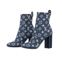 将图像加载到图库查看器中,LOUIS VUITTON ★Silhouette Line EncreBoots Blue Monogram Denim Size 36H