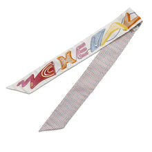 Load image into Gallery viewer, HERMES Twilly Chevroscope Neon Pointier Blanc/Rose/Vert Silk100%