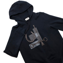 Load image into Gallery viewer, HERMES Metally O'Carre Knitted Fabric Parka Size S Black Cotton