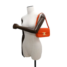 将图像加载到图库查看器中,CELINE Triomphe Claude Shoulder Orange194143BF4 Shiny Calf Leather