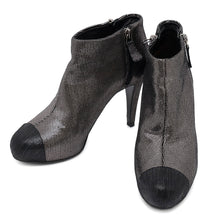 Load image into Gallery viewer, CHANEL Booties Silver/BlackG28558 Leather Size 37C