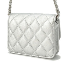 Load image into Gallery viewer, CHANEL Matelasse Star Motif ChainCard Case Silver Lambskin
