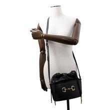 将图像加载到图库查看器中,GUCCI Horsebit 1955 Bucket Shoulder Bag Black602118 Leather
