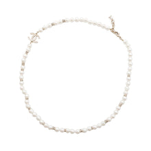 Load image into Gallery viewer, CHANEL ★CC Logo Faux Pearl Necklace Gold/White Gold Plated
