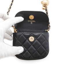 Load image into Gallery viewer, CHANEL Matelasse Ball Chain Mini Pouch Black Lambskin
