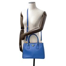 将图像加载到图库查看器中,PRADA ★Galleria 2WAY Handbag Blue1BA863 Leather