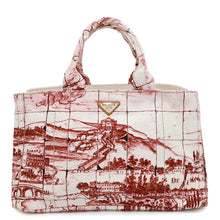 将图像加载到图库查看器中,PRADA Canapa Tote Bag White/BordeauxB1872B Canvas