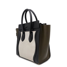 将图像加载到图库查看器中,CELINE Luggage micro shopper Black/Khaki/Gray Leather
