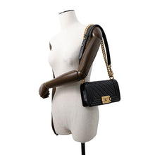 Load image into Gallery viewer, CHANEL Boy Chanel ChainShoulder Bag BlackA67085 Caviar Leather Size 20