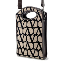 将图像加载到图库查看器中,Valentino Garavani Toile Iconograph 2WAYBag Beige/Dark Brown/Black Fabric Leather