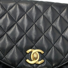Load image into Gallery viewer, CHANEL Matelasse Half Moon ChainShoulder Black Lambskin