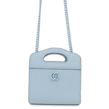 将图像加载到图库查看器中,GUCCI ★Double G Compact Chain Wallet Light Blue701074 Leather