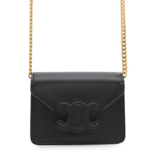 将图像加载到图库查看器中,CELINE Triomphe Card Holder ChainShoulder Black10J743DPV Leather