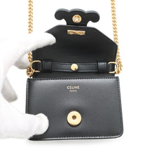 将图像加载到图库查看器中,CELINE Triomphe Card Holder ChainShoulder Black10J743DPV Leather