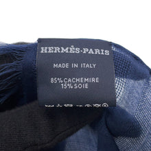 Load image into Gallery viewer, HERMES SELLIER Sellier Navy Cashmere 85% Silk15%