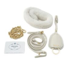Load image into Gallery viewer, PRADA Triangle 2WAY Shoulder Bag White1BC543 Fur Leather