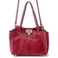 将图像加载到图库查看器中,Valentino Garavani Rock Studded 2WAY Tote Bag Red Leather