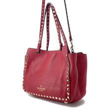 将图像加载到图库查看器中,Valentino Garavani ★Rock Studded 2WAY Tote Bag Red Leather
