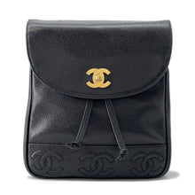 将图像加载到图库查看器中,CHANEL Triple Coco Chain Backpack Black Caviar Leather