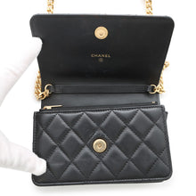 将图像加载到图库查看器中,CHANEL Matelasse PearlChain Mini Chain Wallet BlackAP2932 Lambskin