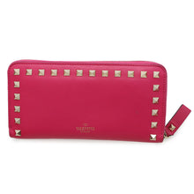 Load image into Gallery viewer, Valentino Garavani ★Studded round zip long purse Cloth PinkQW2P0645BOL Leather
