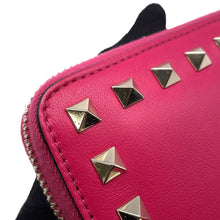 Load image into Gallery viewer, Valentino Garavani ★Studded round zip long purse Cloth PinkQW2P0645BOL Leather
