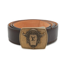Load image into Gallery viewer, LOUIS VUITTON Utahline Exxon Belt Size 95 Brown Leather