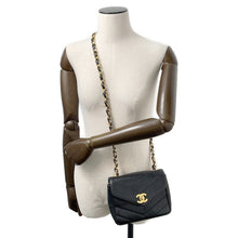 Load image into Gallery viewer, CHANEL V Stitch ChainShoulder Bag Black Caviar Leather
