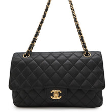 将图像加载到图库查看器中,CHANEL ★Matelasse Double Flap Chain Shoulder Bag BlackA01112 Caviar Leather Size 25
