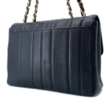 Load image into Gallery viewer, CHANEL Mademoiselle Single Flap ChainShoulder Bag Black Caviar Leather Size 30