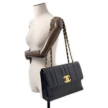 Load image into Gallery viewer, CHANEL Mademoiselle Single Flap ChainShoulder Bag Black Caviar Leather Size 30