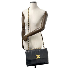 Load image into Gallery viewer, CHANEL Mademoiselle Single Flap ChainShoulder Bag Black Caviar Leather Size 30