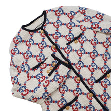 将图像加载到图库查看器中,GUCCI GG No Collar Jacket Size 42 Ivory/Multicolor569926 Tweed