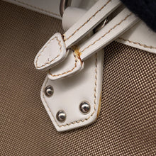 将图像加载到图库查看器中,PRADA Logo jacquard handbag Beige/WhiteBR3417 Canvas Leather