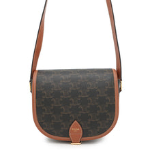 将图像加载到图库查看器中,CELINE Triomphe Folco Shoulder Bag Tan191502 PVC Leather Size Medium
