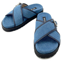 Load image into Gallery viewer, Sergio Rossi sr TWENTY BUCKLE Flat Sandals BlueB10390 Denim Crystal Size 37