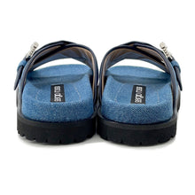 Load image into Gallery viewer, Sergio Rossi sr TWENTY BUCKLE Flat Sandals BlueB10390 Denim Crystal Size 37