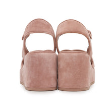 Load image into Gallery viewer, CHANEL EncreStrap Open Toe Platform Sandals Light PinkG45594 Suede rhinestone Size 38