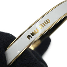 将图像加载到图库查看器中,MIUMIU ★Logo Bangle Size M White5JB408 Metal Enamel