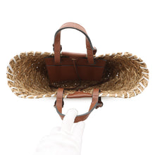 Load image into Gallery viewer, ANYA HINDMARCH Pepper Eyes Basket Bag Brown/Natural155120 Raffia Leather Size Small
