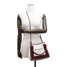 Load image into Gallery viewer, BALENCIAGA ★NavyCabas Natural/Bordeaux390346 Canvas Leather Size XS