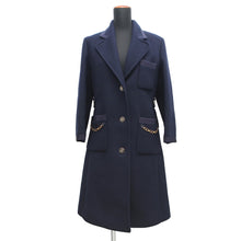 将图像加载到图库查看器中,GUCCI Coat with GGChain Size 38 Navy669525 Wool 98% Nylon2%