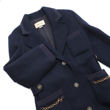 将图像加载到图库查看器中,GUCCI Coat with GGChain Size 38 Navy669525 Wool 98% Nylon2%